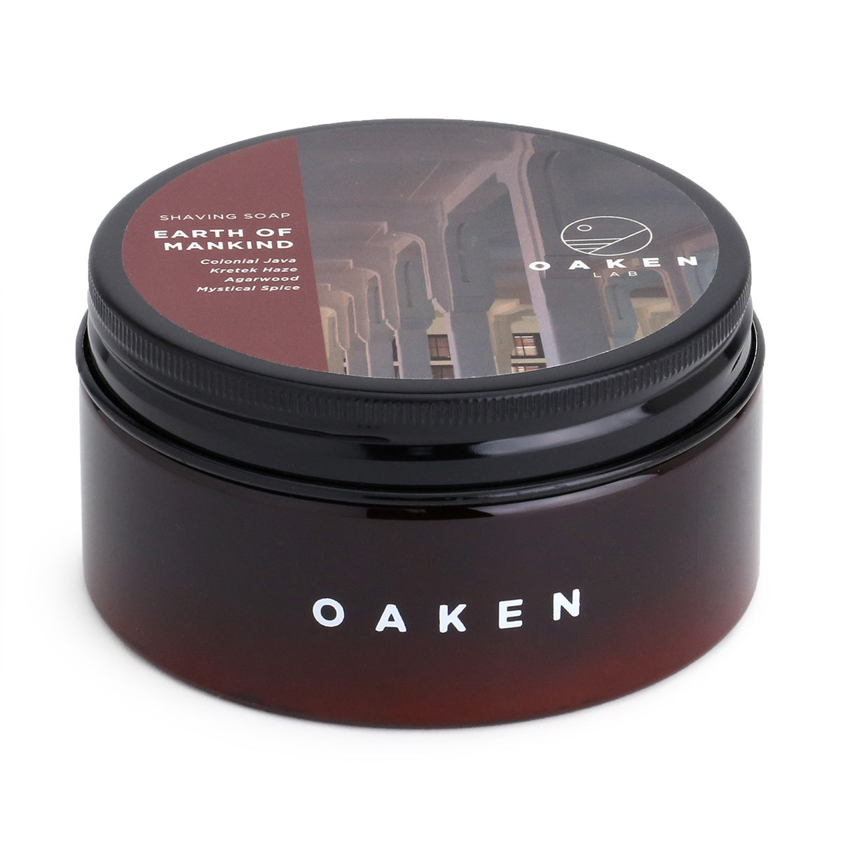 Oaken Lab artisan shaving soap, top and side view - Earth of Mankind
