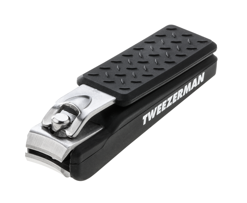 Tweezerman fingernail clippers featuring a rubber "catch" zone