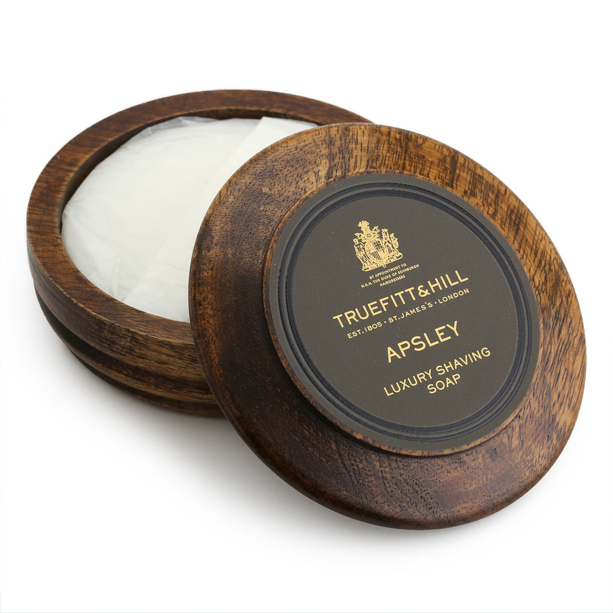 Truefitt &amp; Hill Shaving Soap in a wooden bowl, Apsley scent.