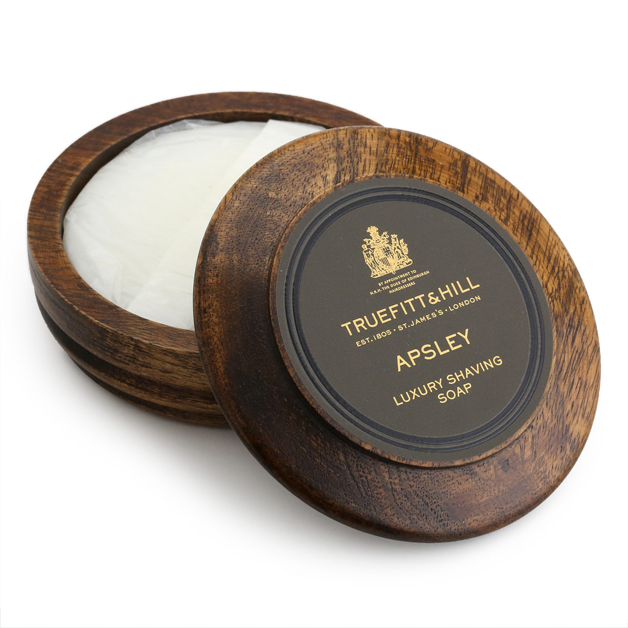 Truefitt & Hill Shaving Soap in a wooden bowl, Apsley scent.