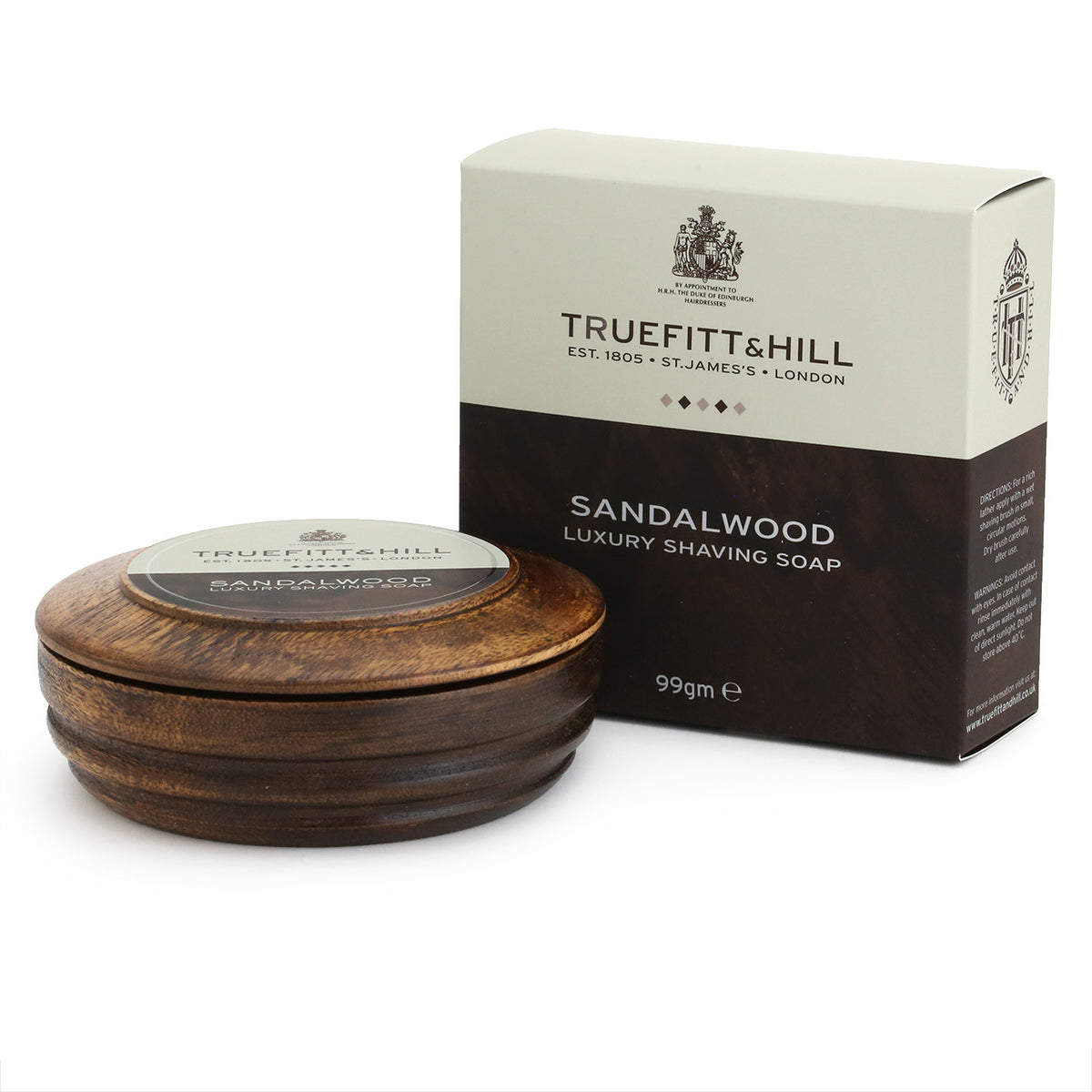 Truefitt &amp; Hill Luxury Shave Soap in Wooden Bowl 99g - Sandalwood