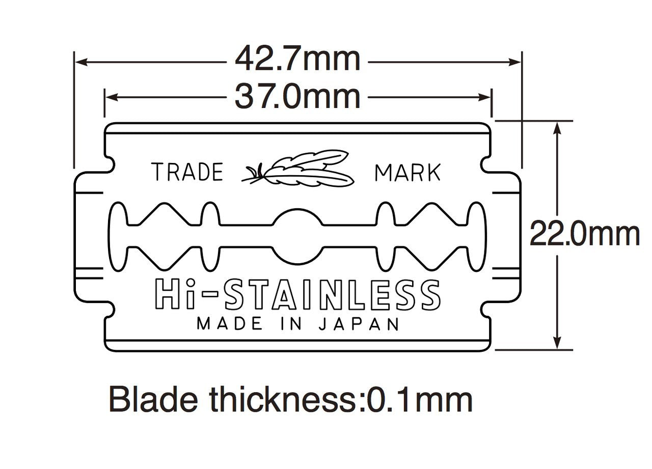 Feather Razorblade Dimensions Feather New Hi-Stainless Razor Blades 20 Count | The Stray Whisker