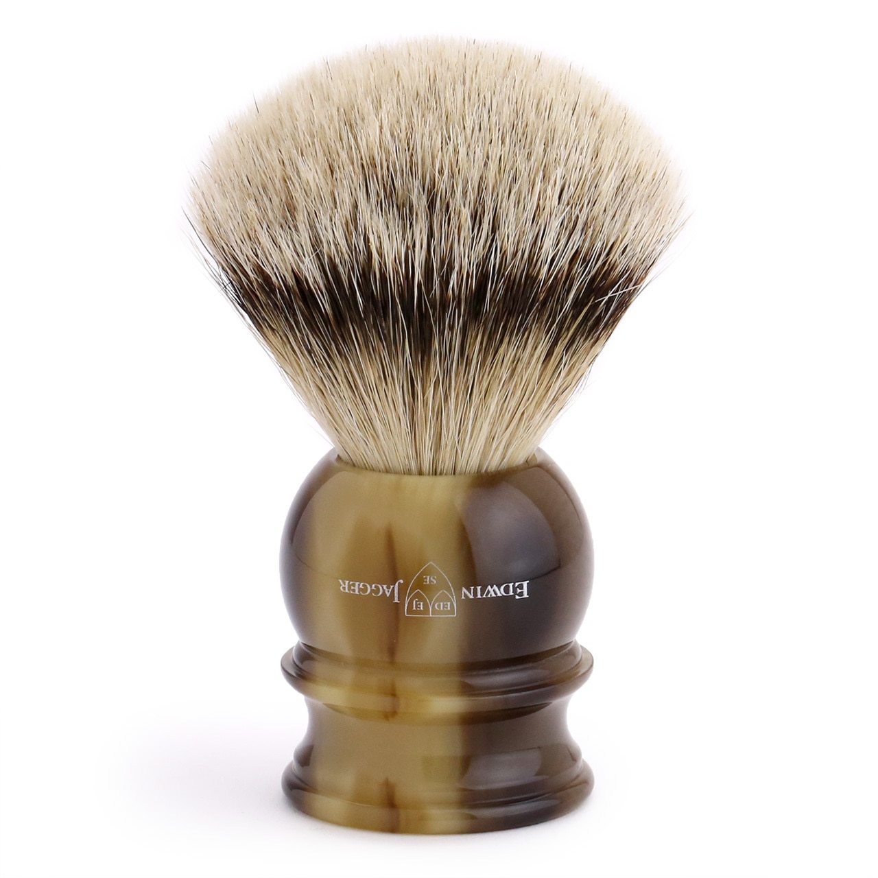 Edwin Jagger Shave brush, Silvertip badger knot with Faux Horn handle