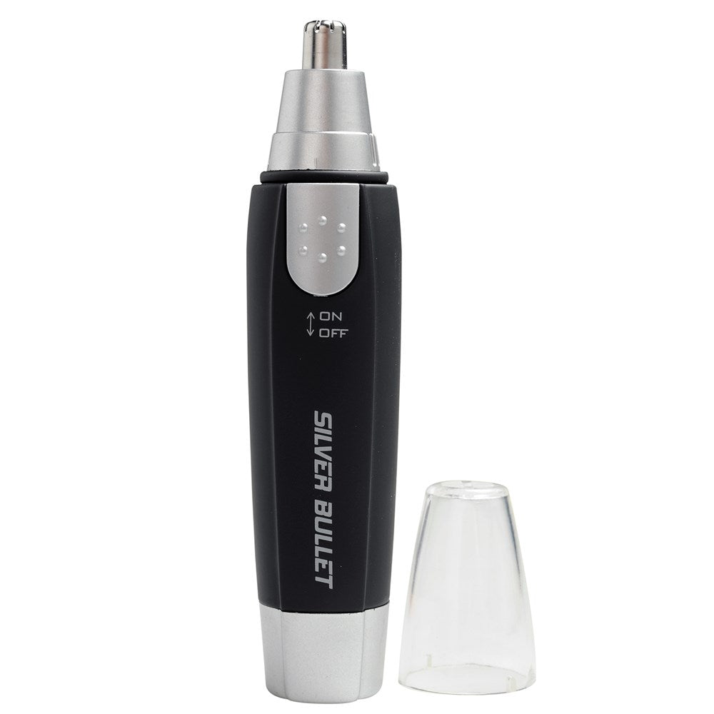 Silver Bullet Nose Hair Trimmer with protective cap off