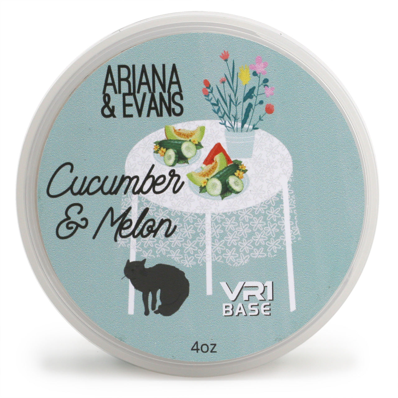 Cucumber Melon Shaving Soap from Ariana & Evans, top label view
