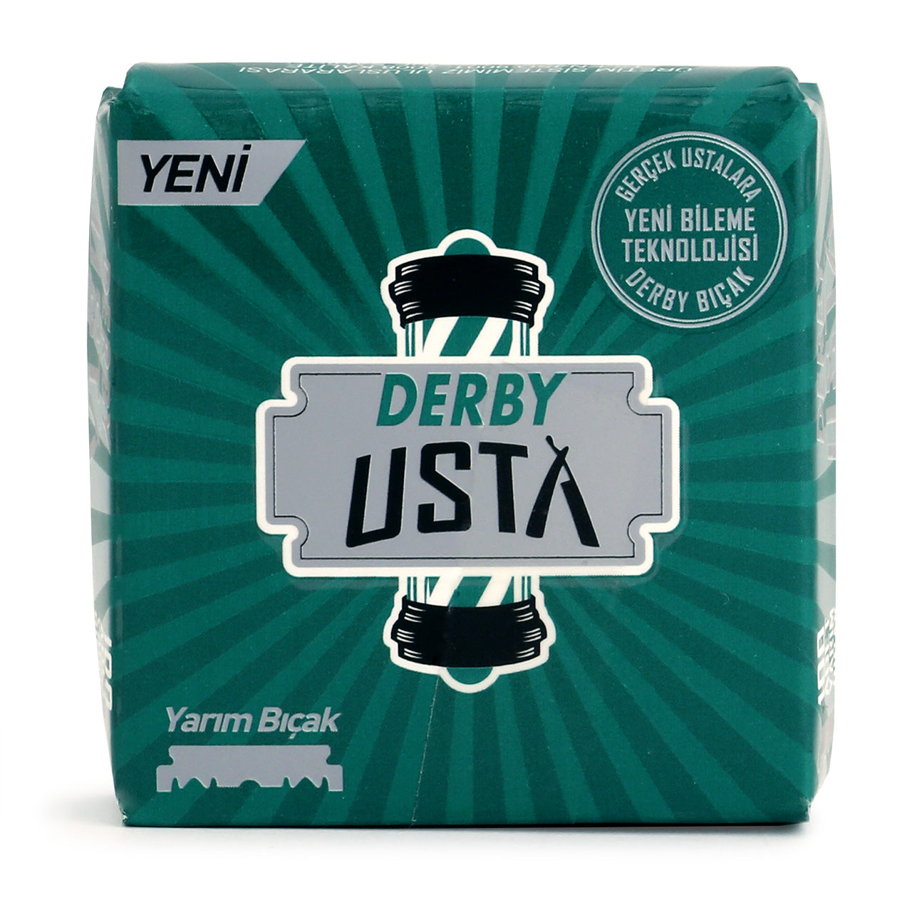 Derby Usta - half razor blades, 100 pack. Top pack view