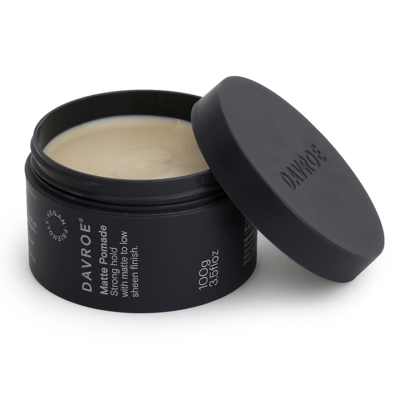 Charcoal Grey tub of Davroe Matt Pomade side view