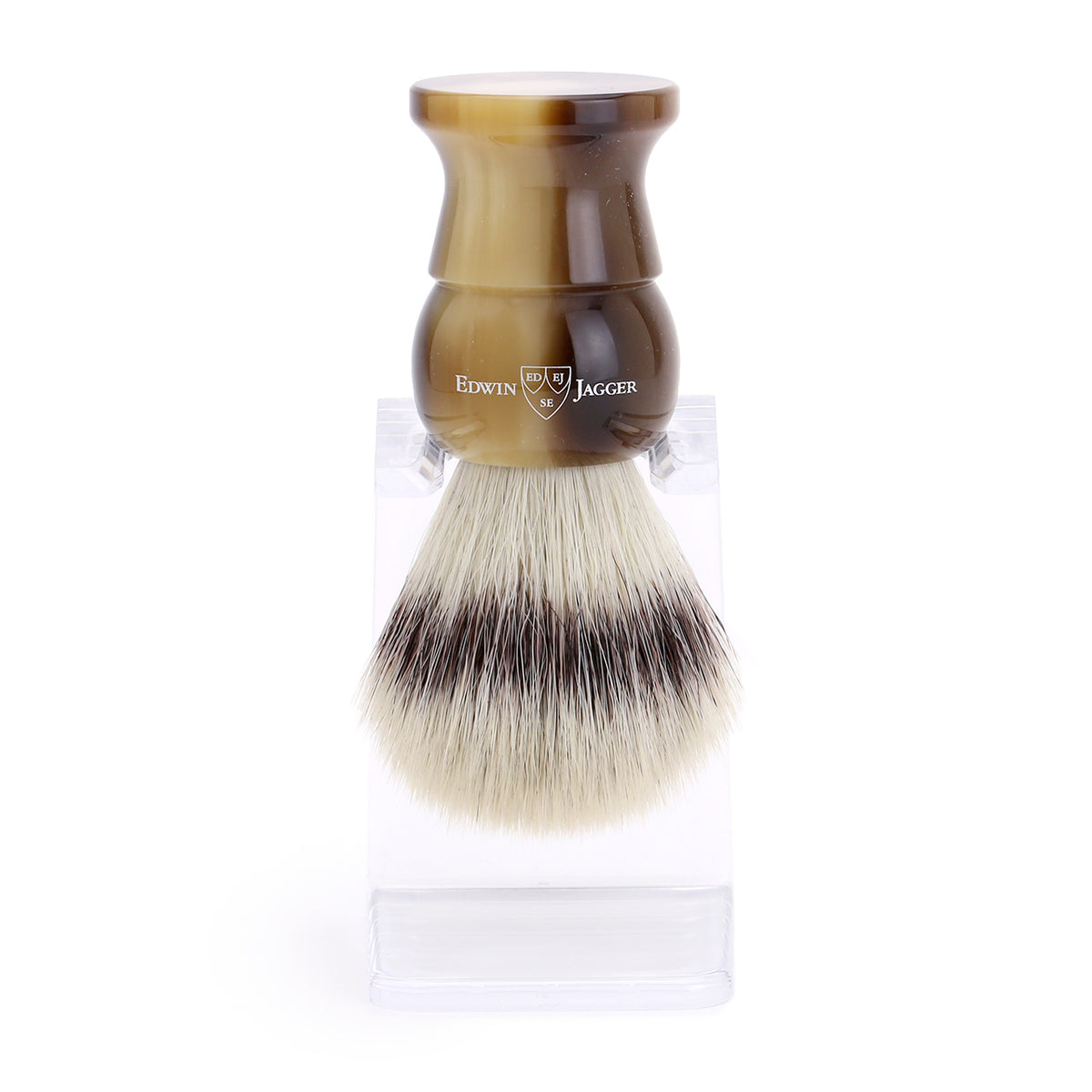 Edwin Jagger Imitation Light Horn Shaving Brush Synthetic Silver Tip with Drip Stand - Large
