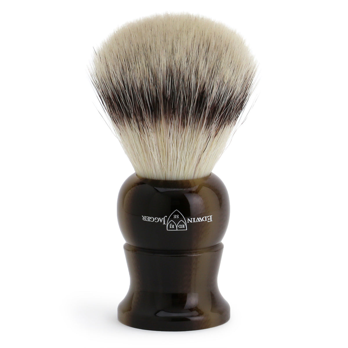 Edwin Jagger Imitation Light Horn Shaving Brush Synthetic Silver Tip with Drip Stand - Extra Large