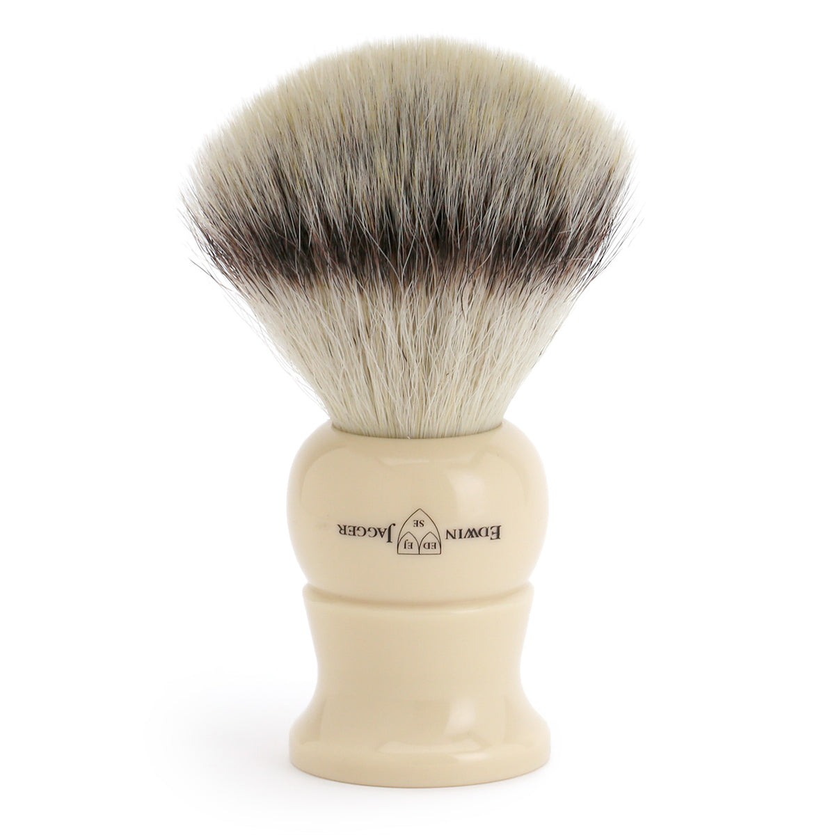Edwin Jagger Imitation Ivory Shaving Brush Synthetic Silver Tip with Drip Stand - Extra Large