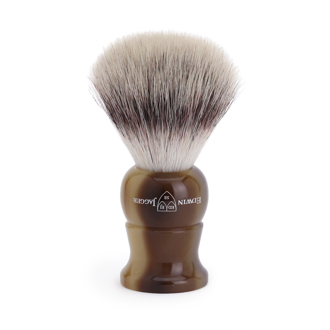 Edwin Jagger Horn Cruelty Free Shaving Brush on drip stand