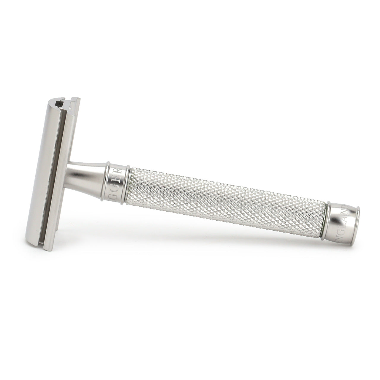 Edwin Jagger 3ONE6 Stainless Steel Safety Razor, side angle