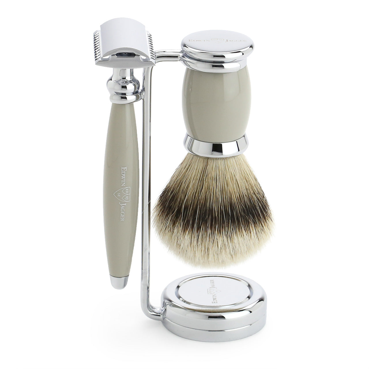 Shaving set with Super Badger Shaving Brush, Safety Razor and Stand