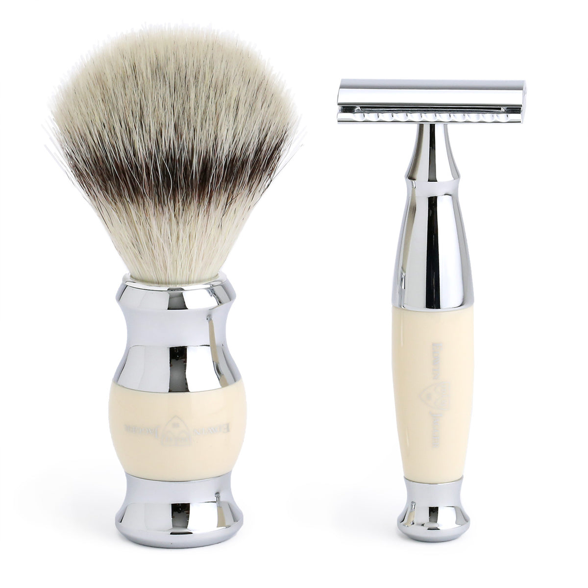 Imitation Ivory Safety Razor &amp; Shaving Brush