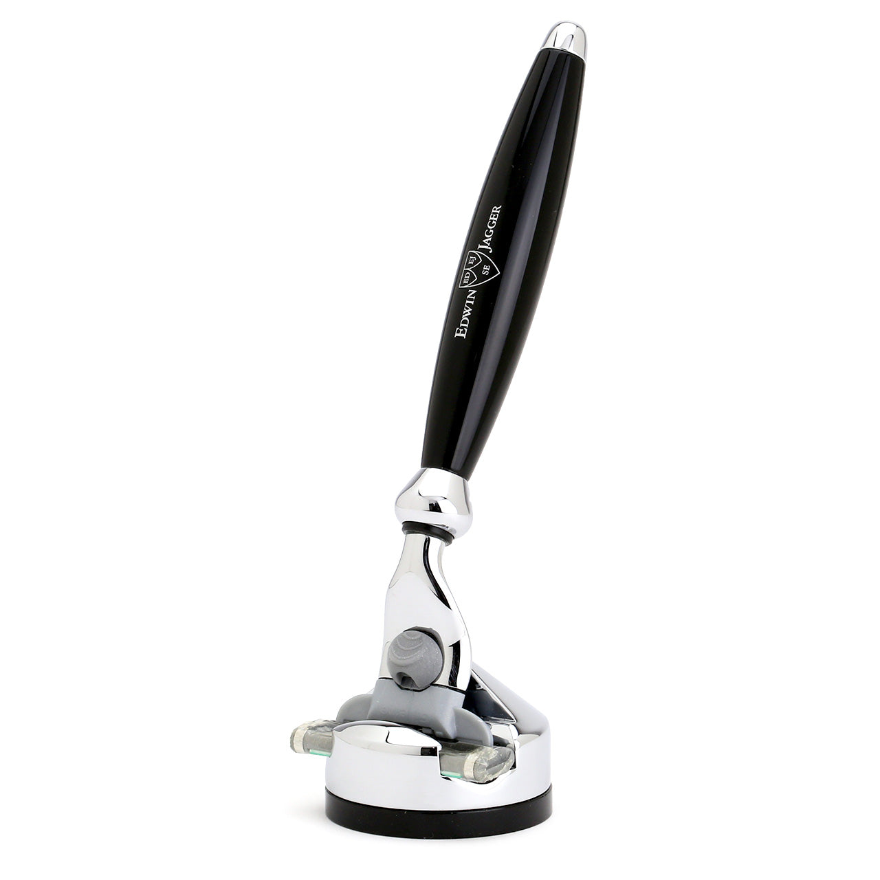 Edwin Jagger Mach3 Razor & Stand - Black Bulbous