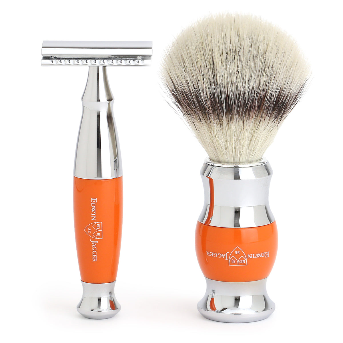 Orange Safety Razor &amp; Shaving Brush