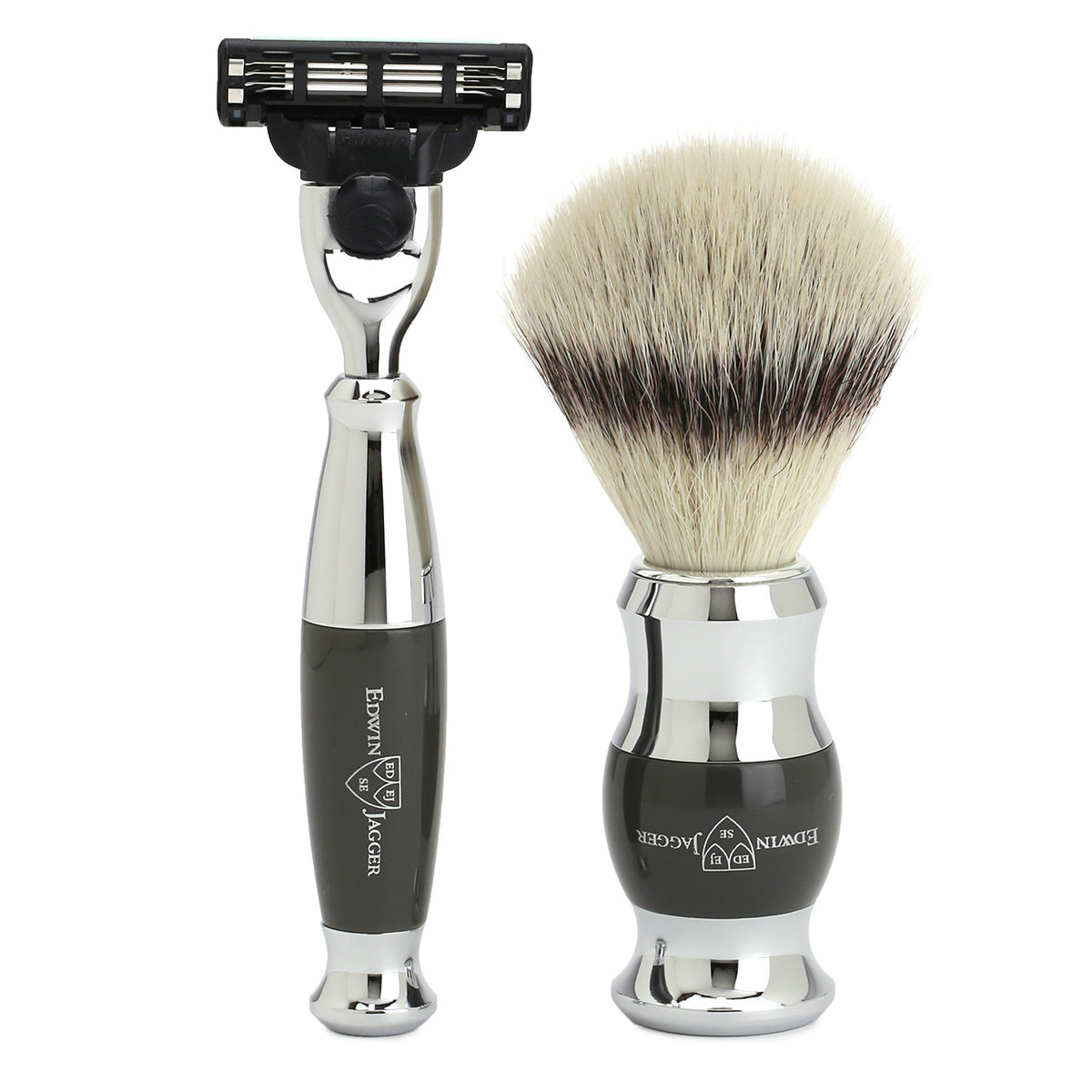 Mach3 Razor and Cruelty-Free Shaving Brush in contemporary Grey