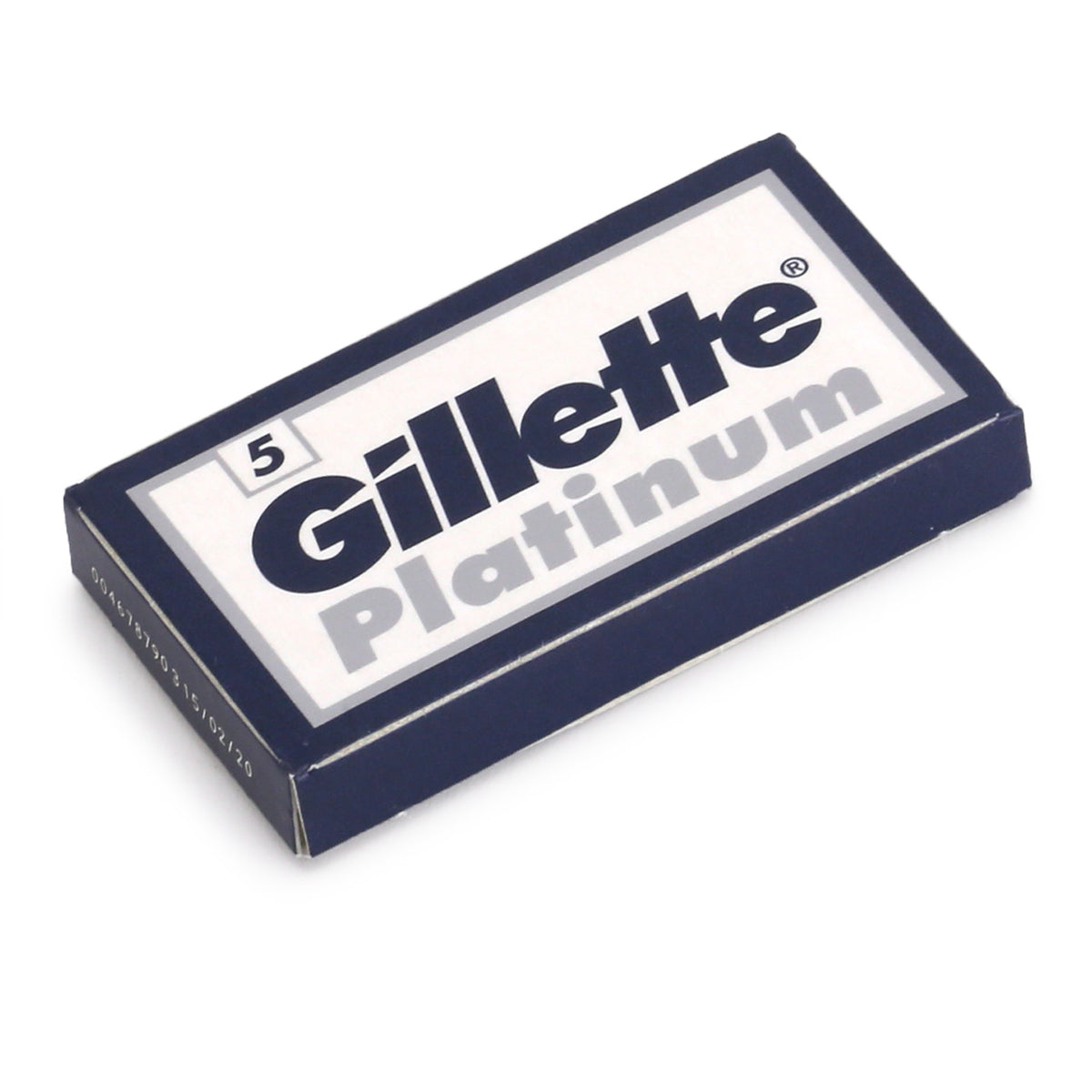 A tuck of 5 Gillette Platinum double-edge razor blades.