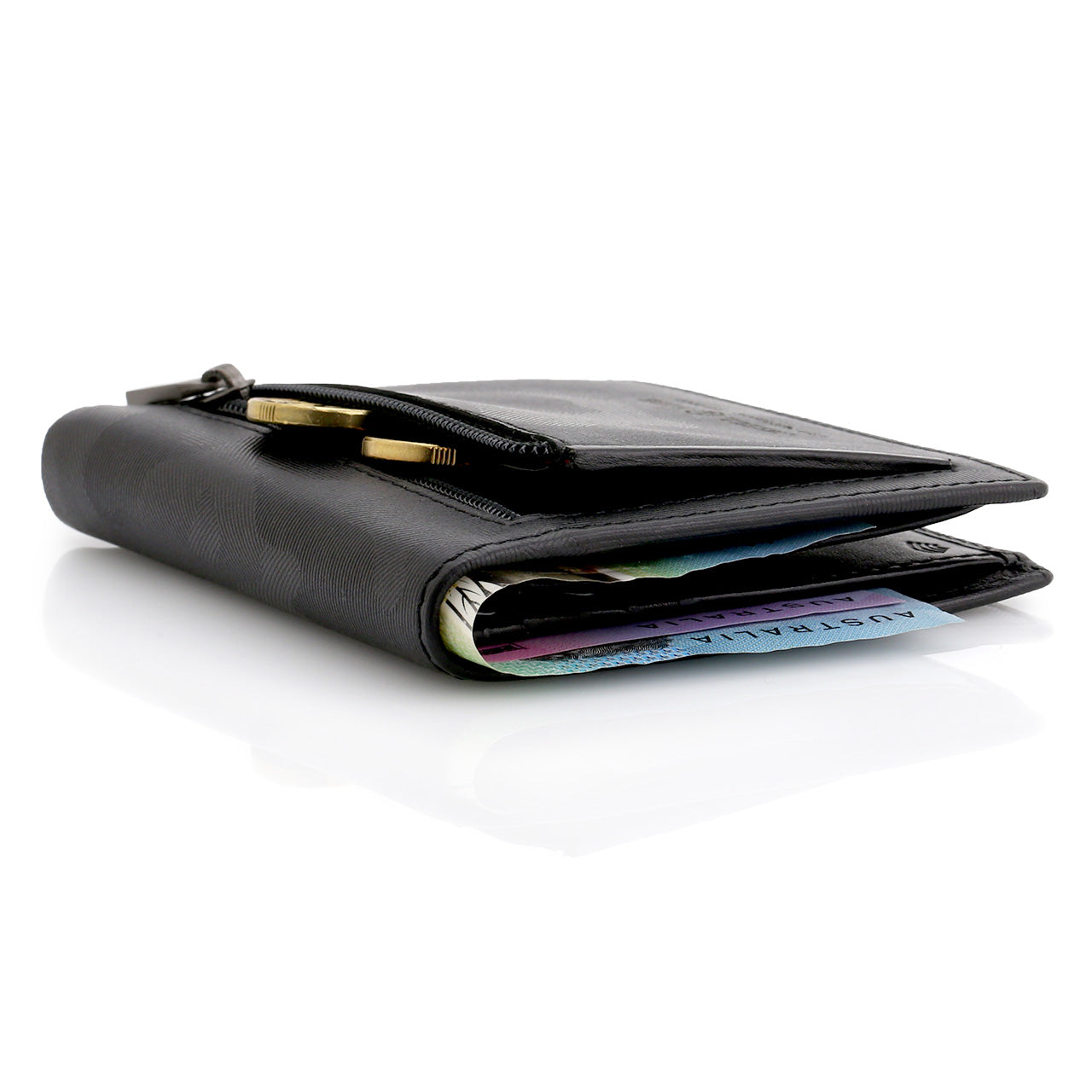 Black Minimalist Wallet With Coin Pocket by Carré Royal