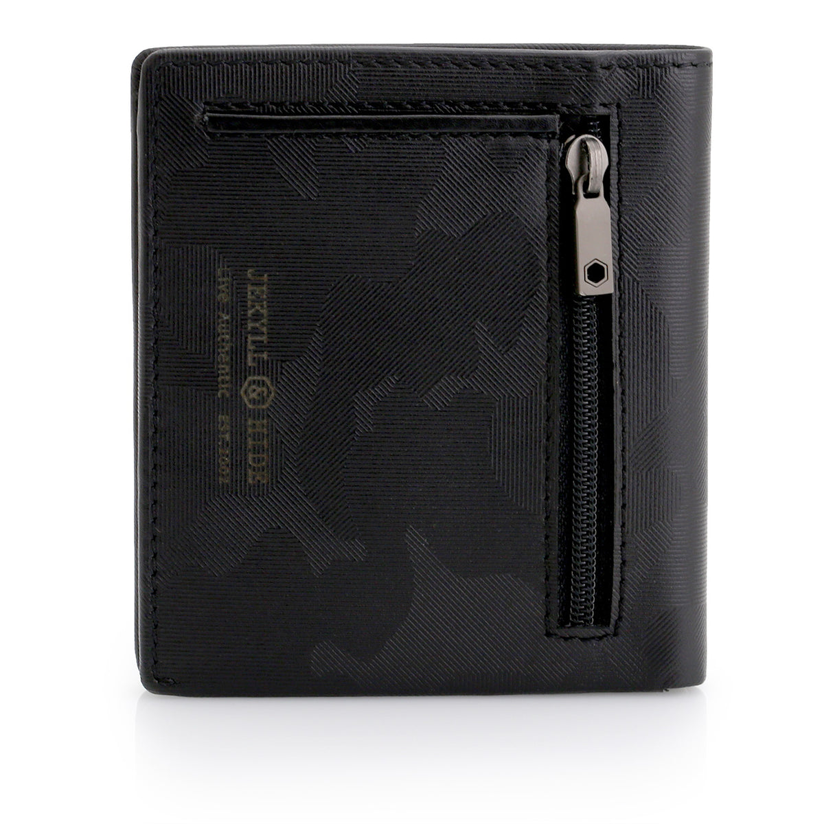 Jekyll and Hyde Slim Bifold wallet with zippered Coin pouch back- Havana Camo colour