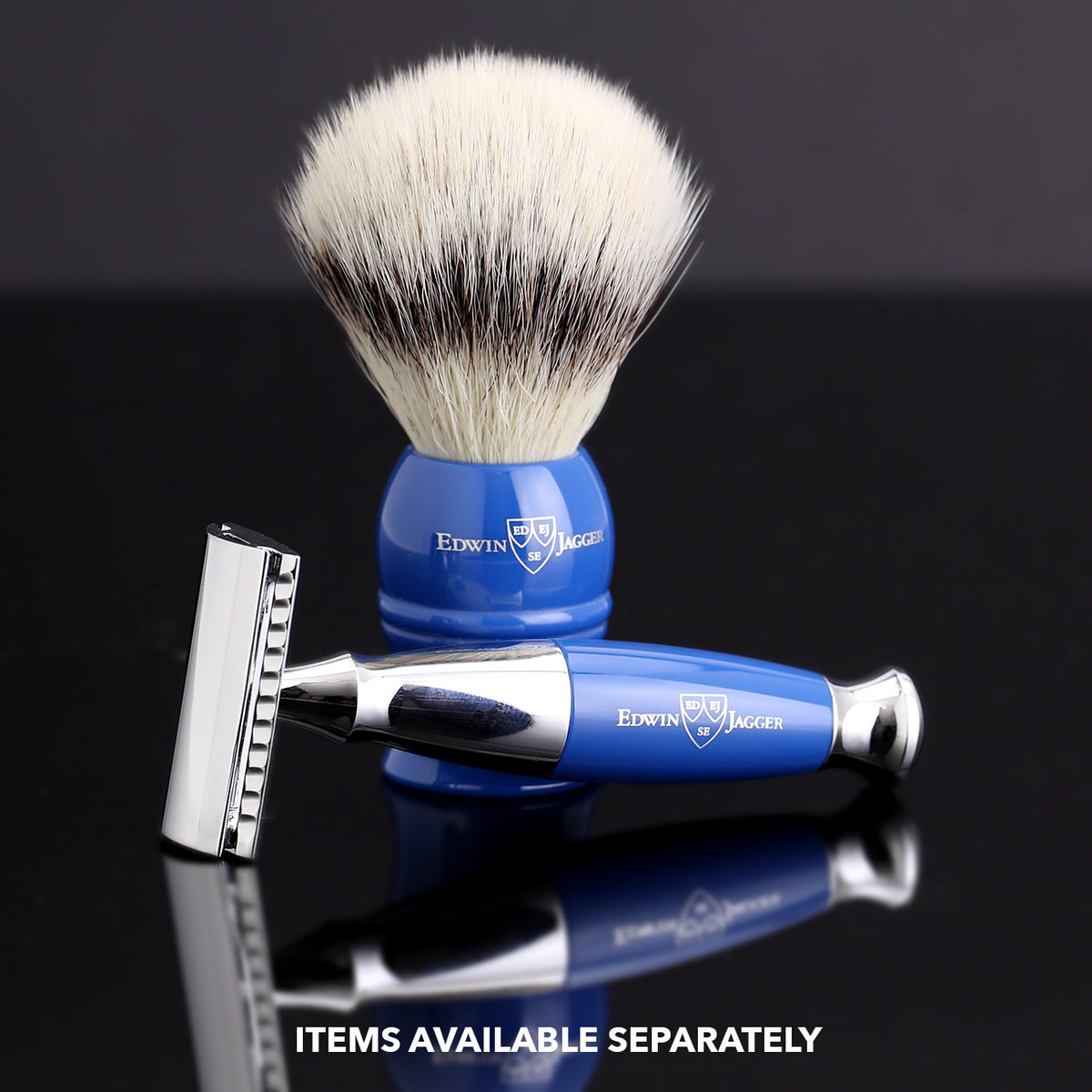 Edwin Jagger High Quality Cruelty-Free Shaving Brush with matching Blue Safety Razor (available separately)