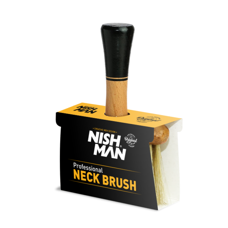 Nishman Neck Brush with wooden handle and cruelty-free synthetic bristles for a soft but firm cleaning action