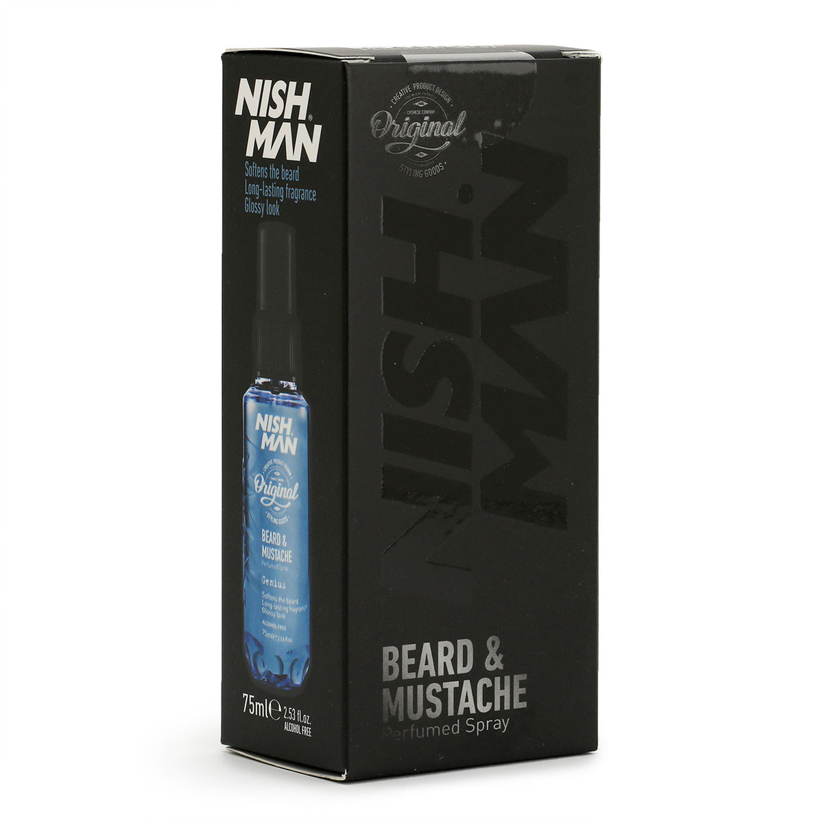 Nishman Genius (scent) Beard Perfume Spray cardboard packaging