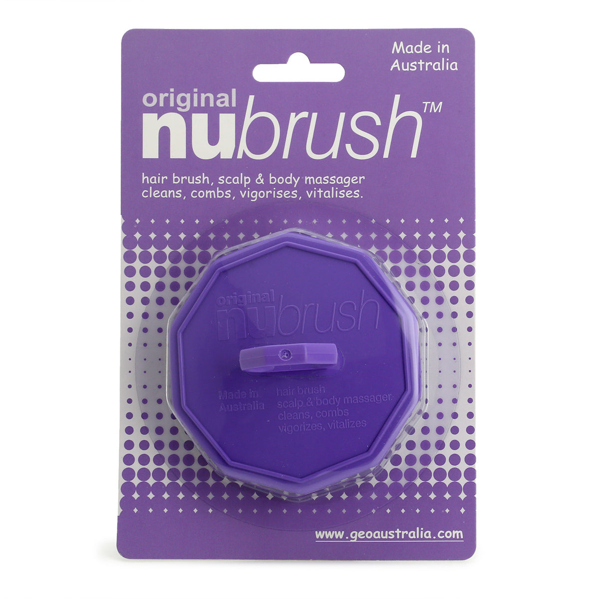 The Nubrush in its cardboard and plastic Blister packaging