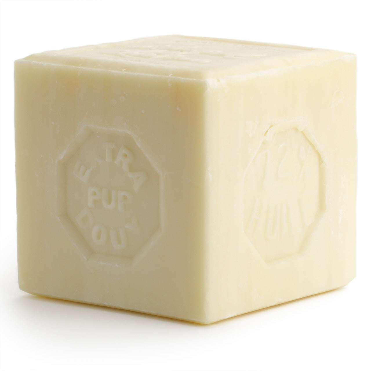 Rampal Latour 600g block of artisan Soap, front view. It's big. You won't want to drop it on your foot!