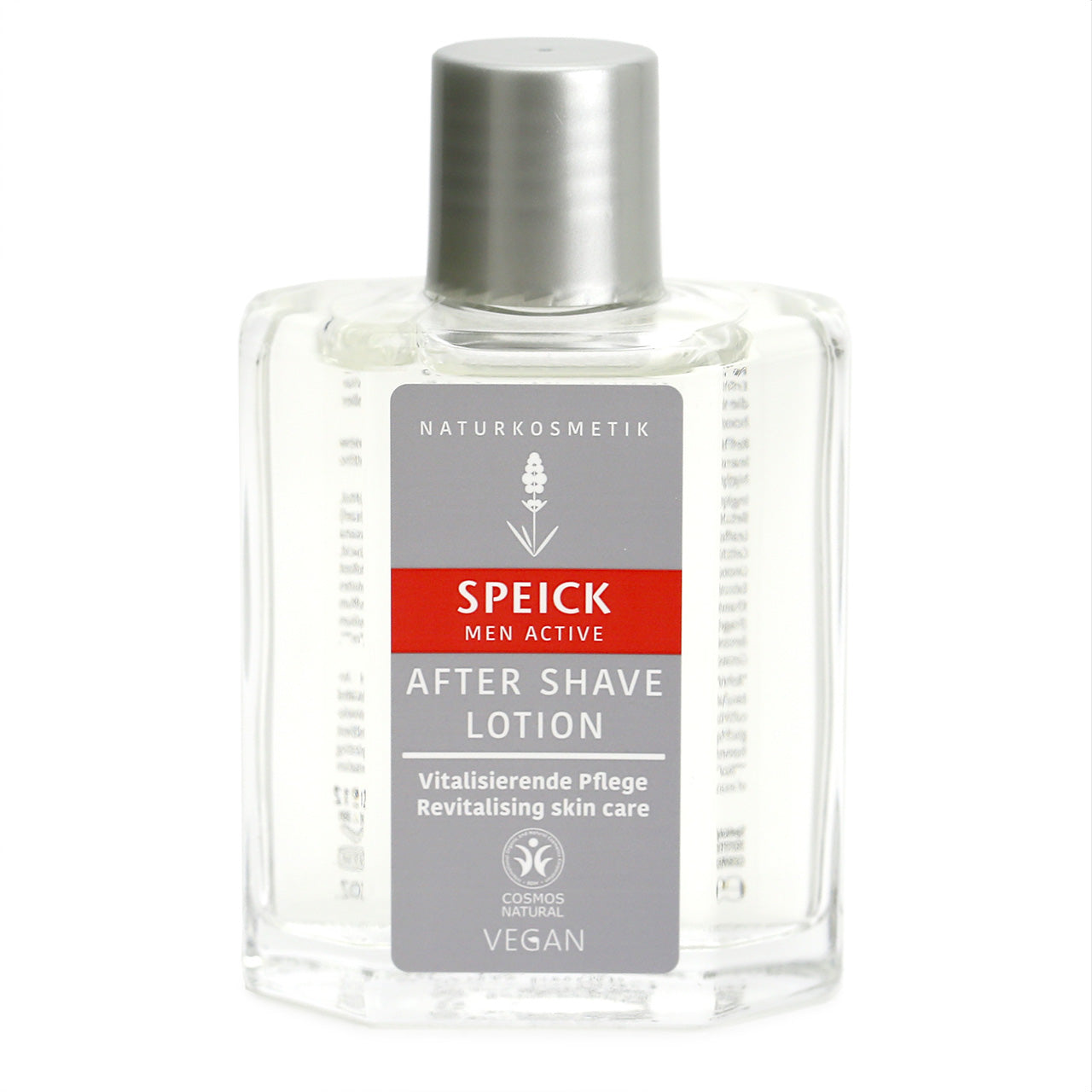 After Shave Lotion bottle with grey lid, grey and red label