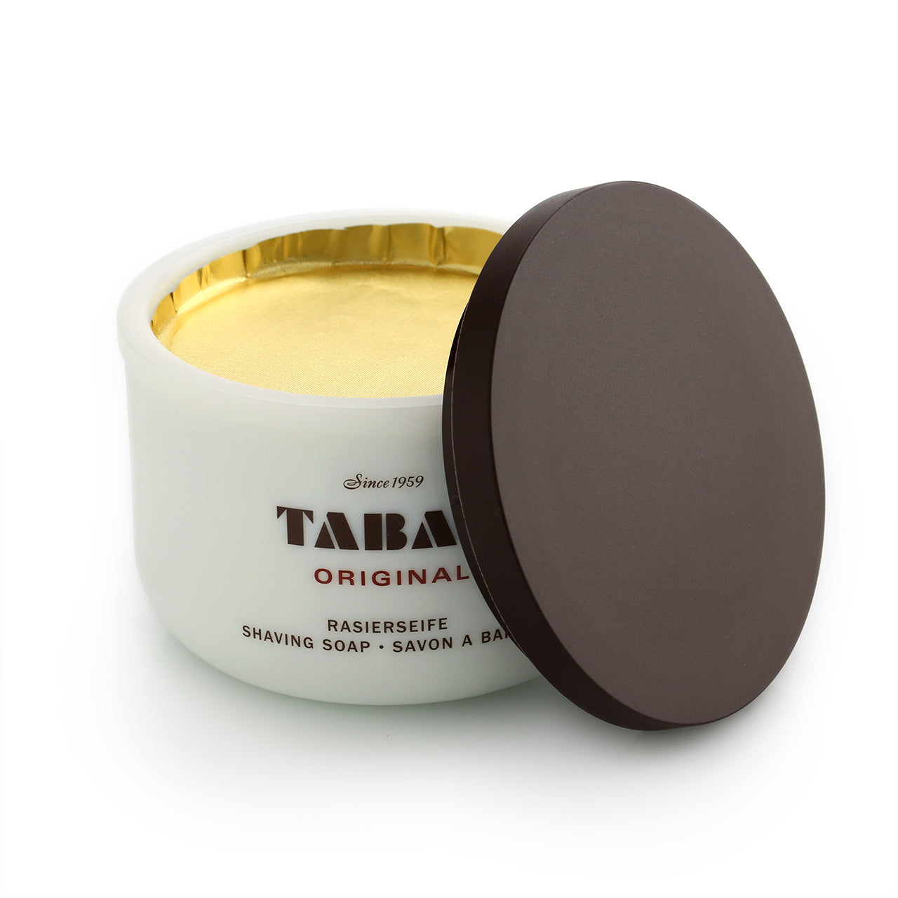Tabac Original Shaving Soap in a white glass bowl