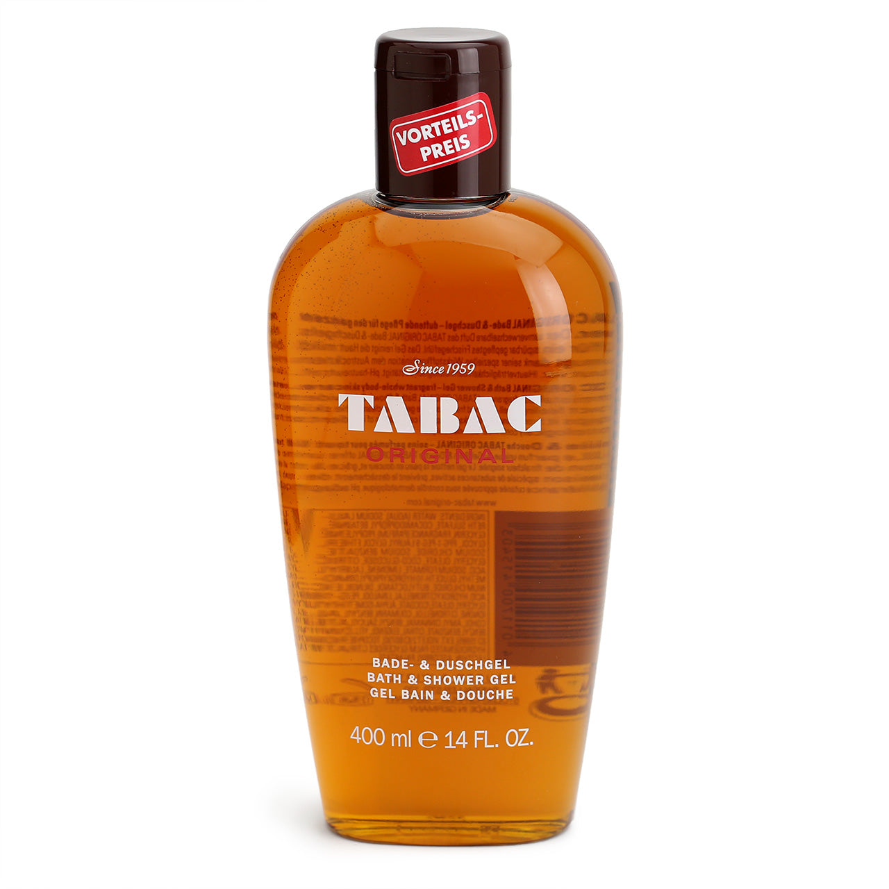 Amber coloured bath and shower Gel from Tabac Original in a 400ml plastic bottle 